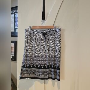 Esqualo Black & White Geometric A-Line Skirt